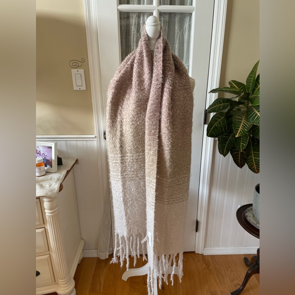 Mer Sea Cozy Wrap Scarf-Beige, Tan, Light Rose
